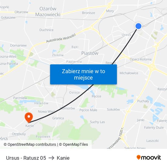 Ursus - Ratusz 05 to Kanie map