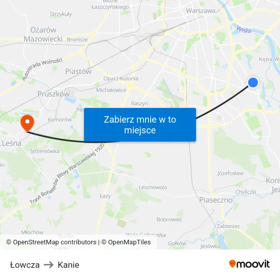 Łowcza to Kanie map