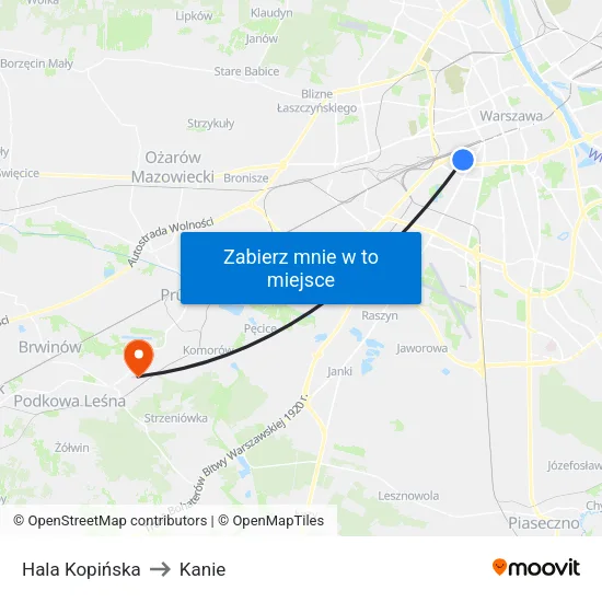 Hala Kopińska to Kanie map