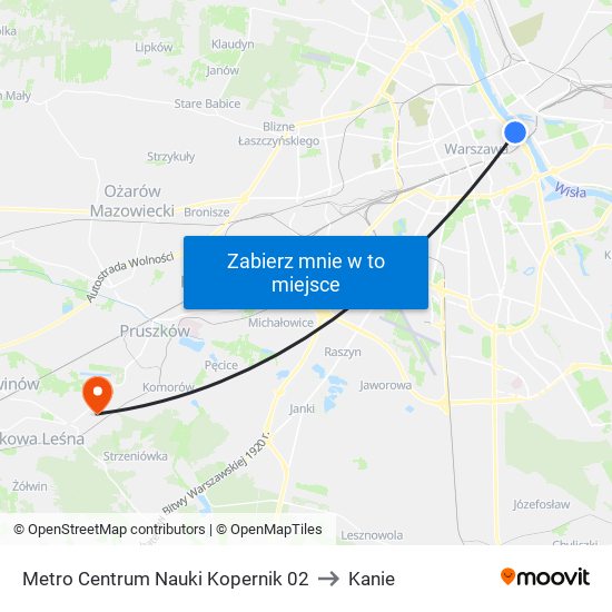 Metro Centrum Nauki Kopernik 02 to Kanie map