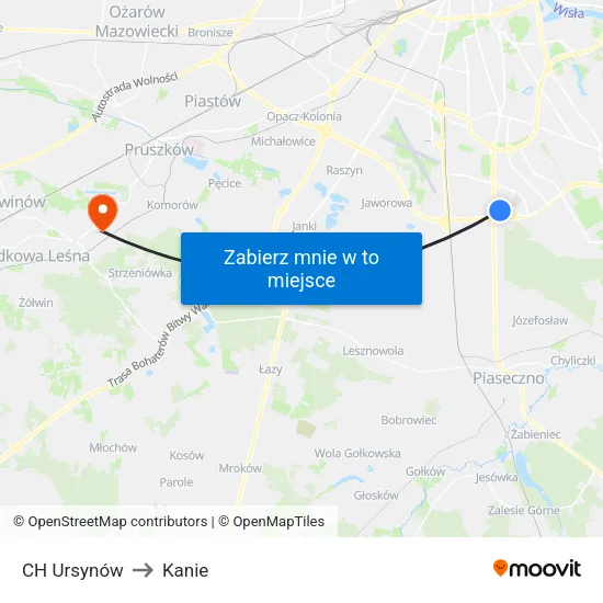 CH Ursynów to Kanie map