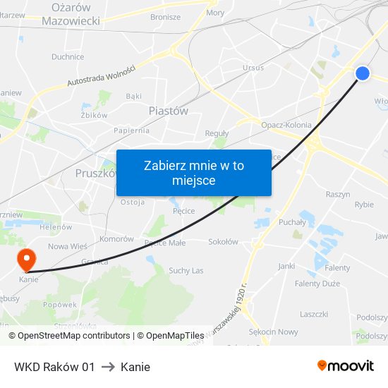 WKD Raków 01 to Kanie map