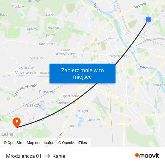 Młodzieńcza 01 to Kanie map