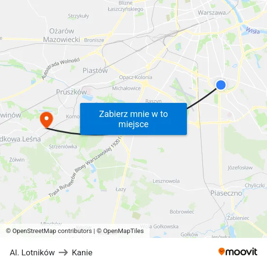 Al. Lotników to Kanie map