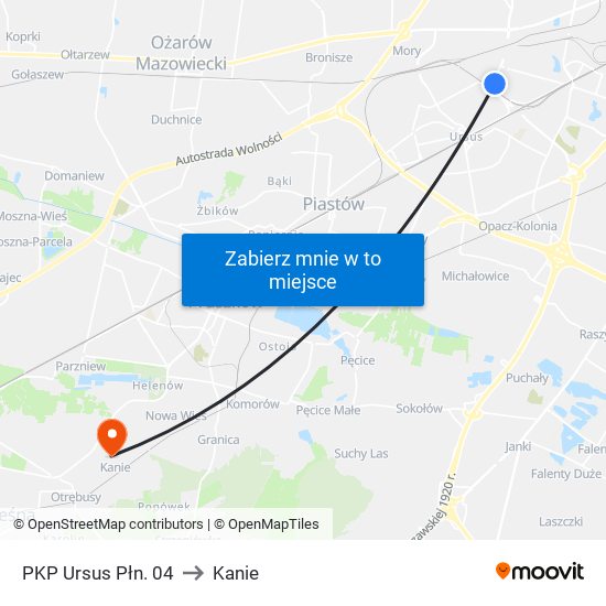 PKP Ursus Płn. 04 to Kanie map