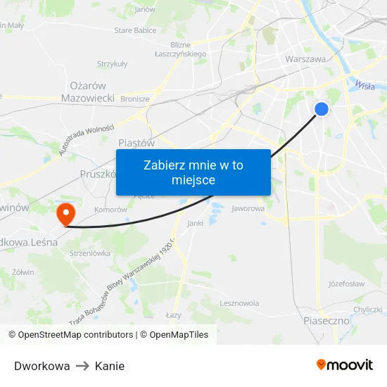 Dworkowa to Kanie map