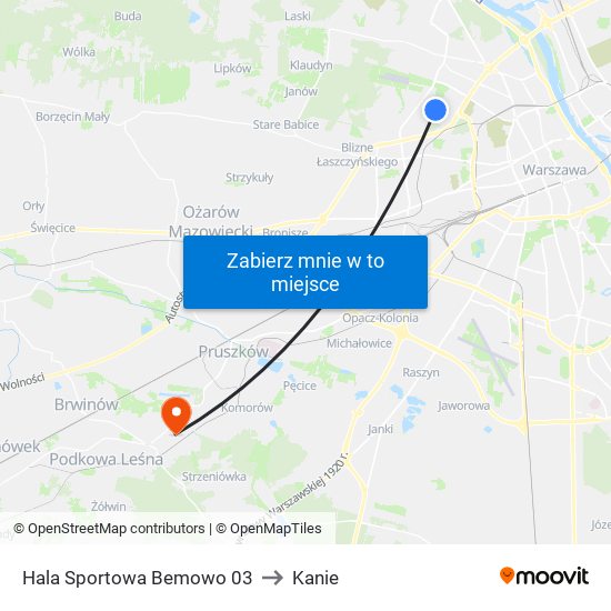 Hala Sportowa Bemowo 03 to Kanie map