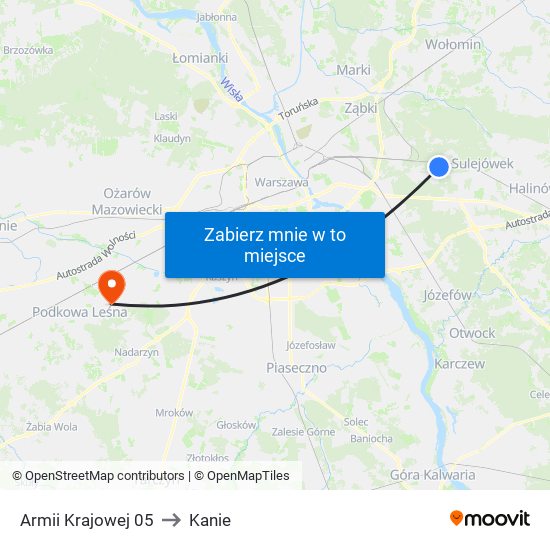 Armii Krajowej 05 to Kanie map