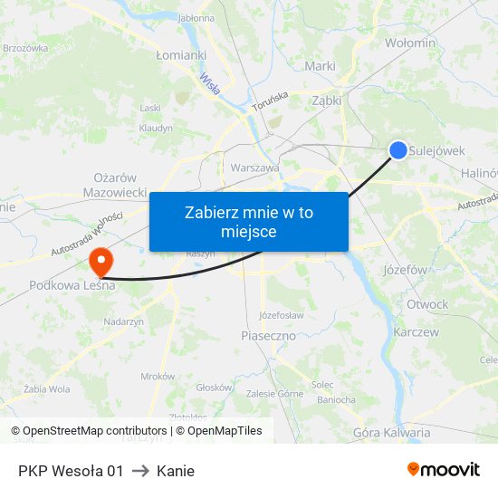 PKP Wesoła to Kanie map