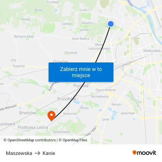 Maszewska to Kanie map