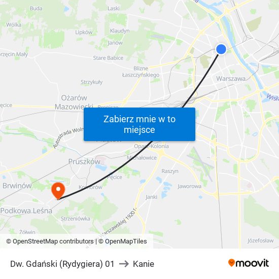 Dw. Gdański (Rydygiera) to Kanie map