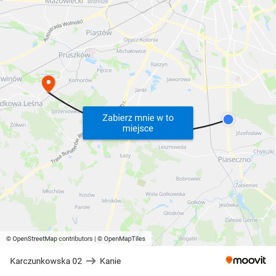 Karczunkowska to Kanie map