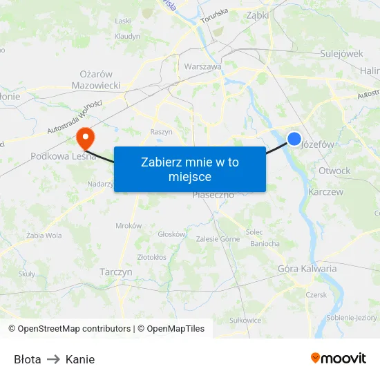 Błota to Kanie map