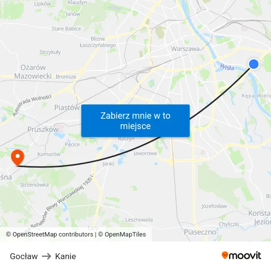 Gocław to Kanie map