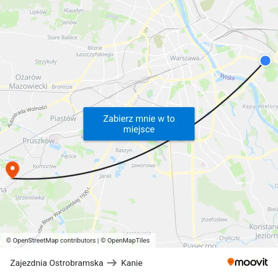 Zajezdnia Ostrobramska to Kanie map