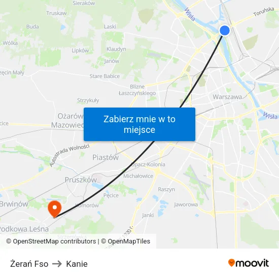 Żerań Fso to Kanie map