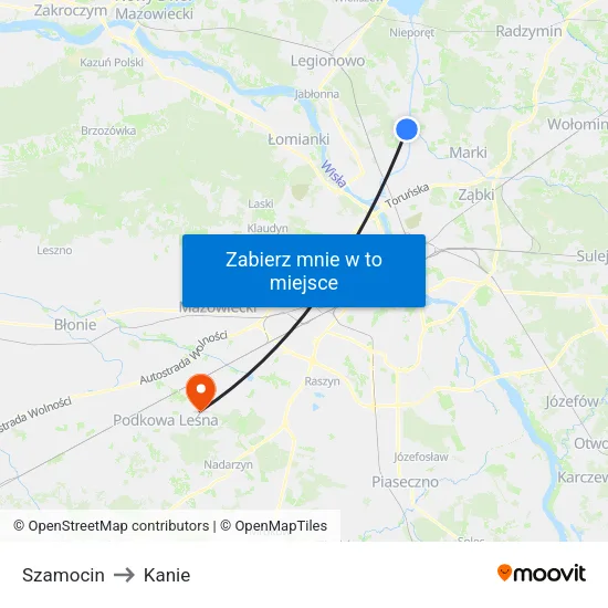 Szamocin to Kanie map