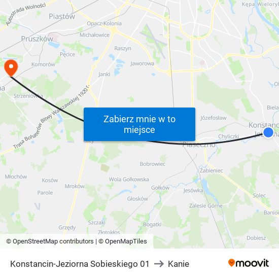 Konstancin-Jeziorna Sobieskiego 01 to Kanie map