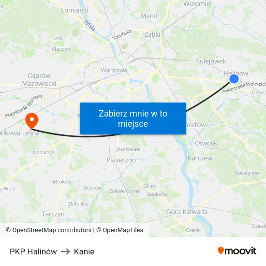 PKP Halinów to Kanie map