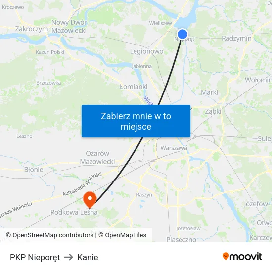 PKP Nieporęt to Kanie map