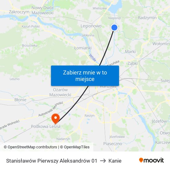 Stanisławów Pierwszy Aleksandrów 01 to Kanie map