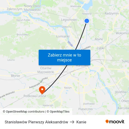 Stanisławów Pierwszy Aleksandrów to Kanie map