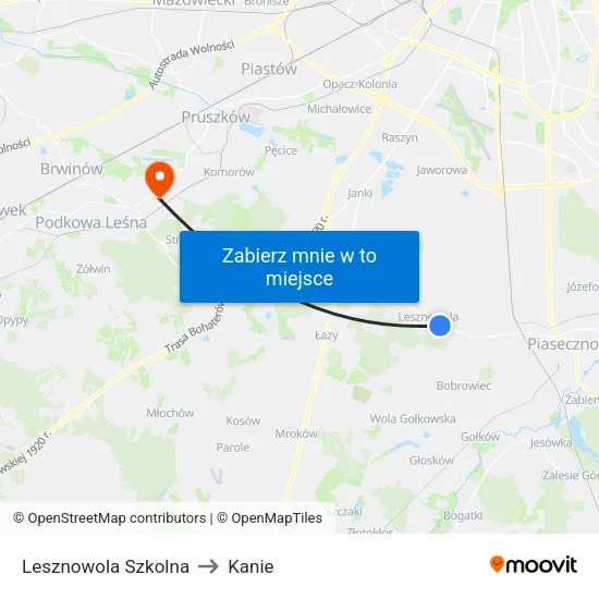 Lesznowola Szkolna to Kanie map