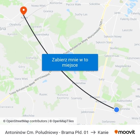 Antoninów Cm. Południowy - Brama Płd. 01 to Kanie map