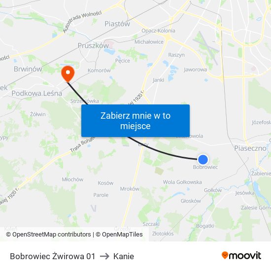 Bobrowiec Żwirowa 01 to Kanie map