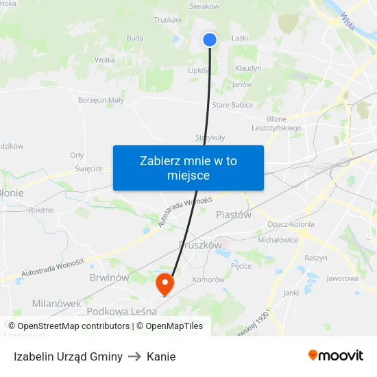 Izabelin Urząd Gminy to Kanie map
