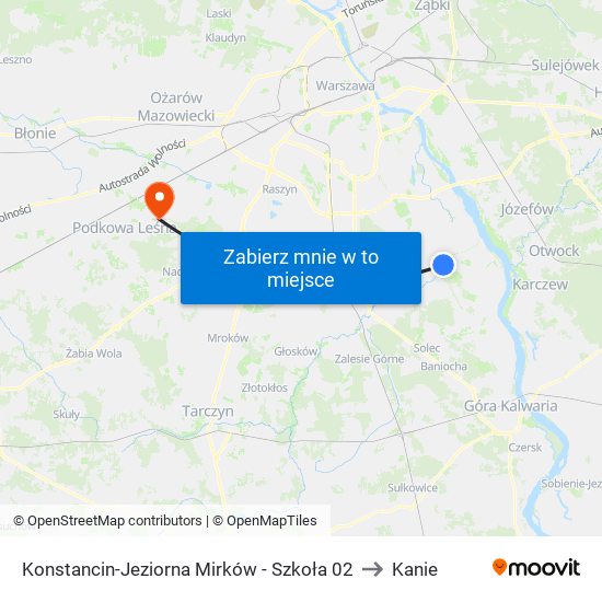 Konstancin-Jeziorna Mirków - Szkoła 02 to Kanie map