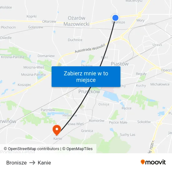 Bronisze to Kanie map