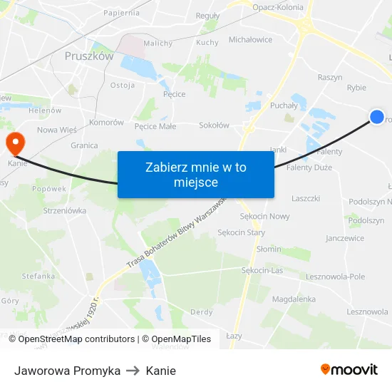 Jaworowa Promyka to Kanie map