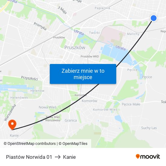 Piastów Norwida 01 to Kanie map