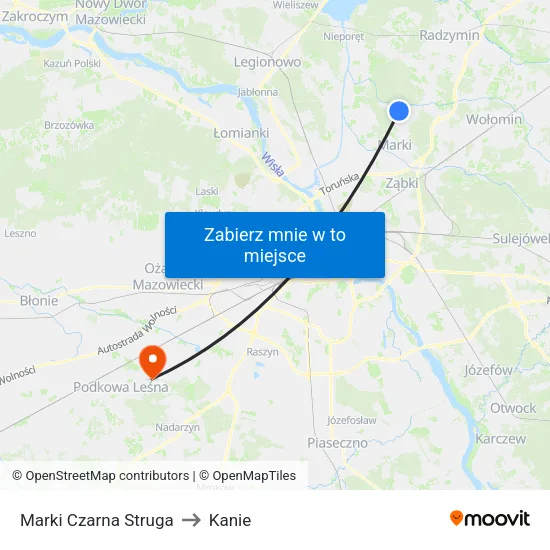 Marki Czarna Struga to Kanie map