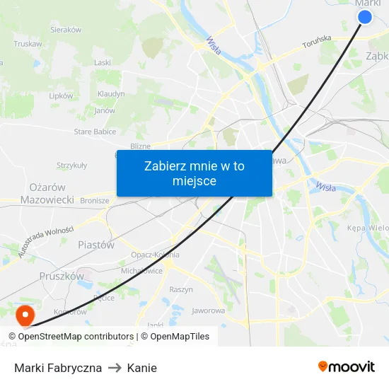 Marki Fabryczna to Kanie map