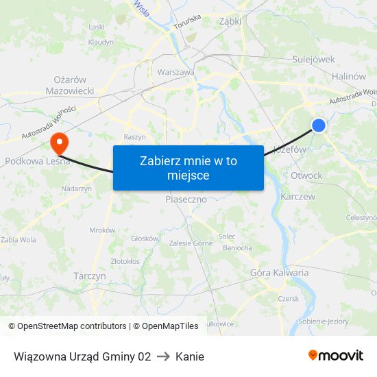 Wiązowna Urząd Gminy 02 to Kanie map