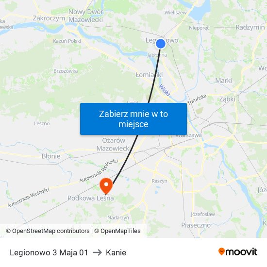 Legionowo 3 Maja 01 to Kanie map