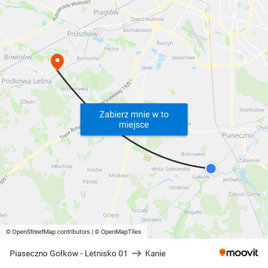 Piaseczno Gołków - Letnisko 01 to Kanie map