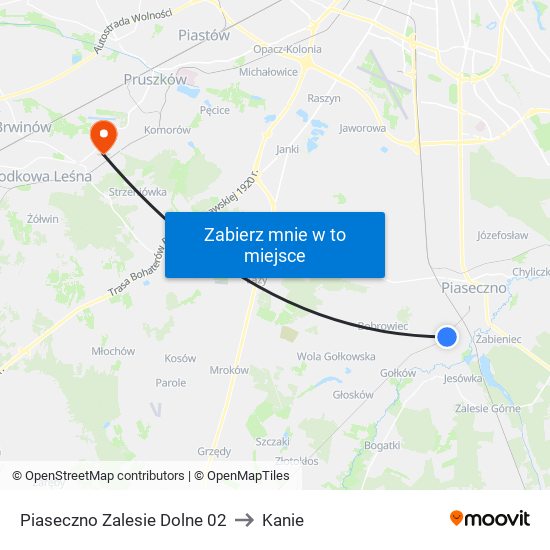 Piaseczno Zalesie Dolne 02 to Kanie map