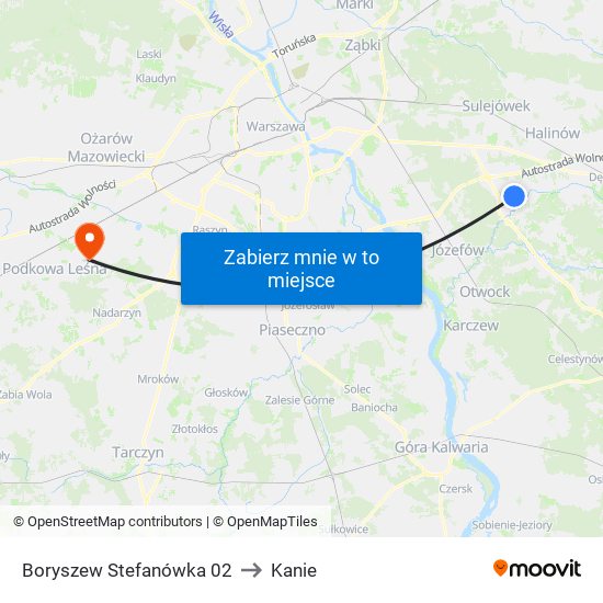 Stefanówka to Kanie map