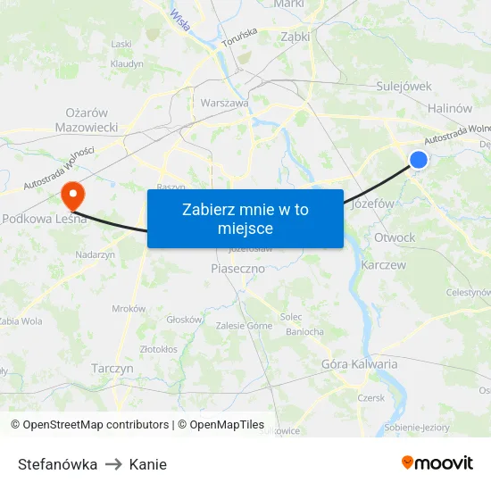 Stefanówka to Kanie map