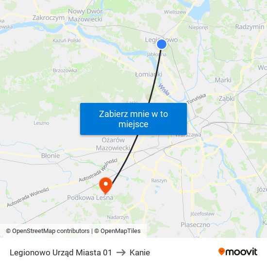 Legionowo Urząd Miasta 01 to Kanie map