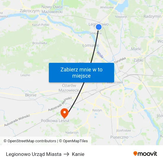 Legionowo Urząd Miasta to Kanie map