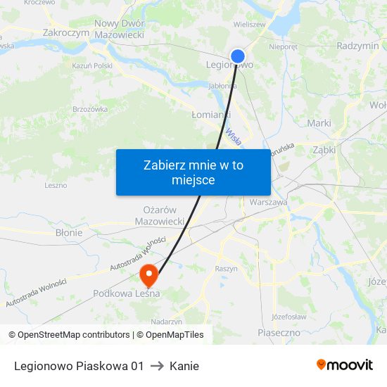 Legionowo Piaskowa 01 to Kanie map