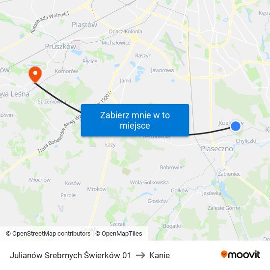 Julianów Srebrnych Świerków 01 to Kanie map