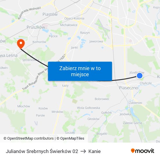 Julianów Srebrnych Świerków 02 to Kanie map