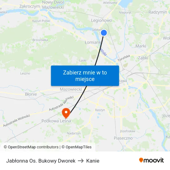Jabłonna Os. Bukowy Dworek to Kanie map
