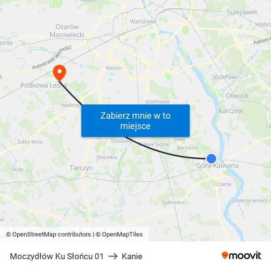 Moczydłów Ku Słońcu to Kanie map