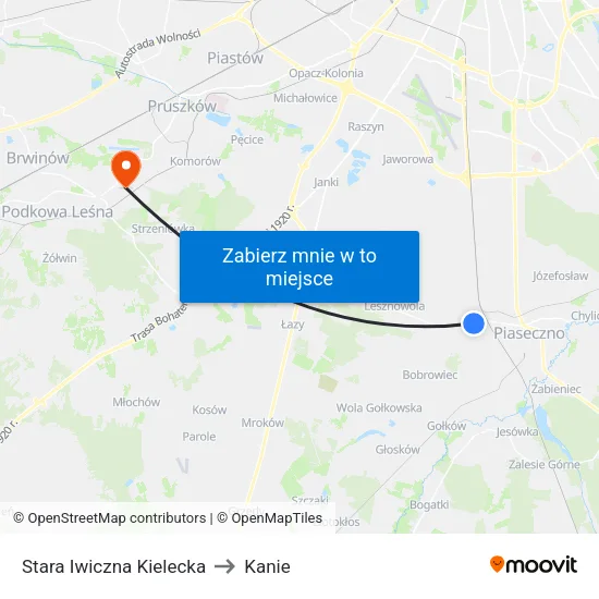 Stara Iwiczna Kielecka to Kanie map